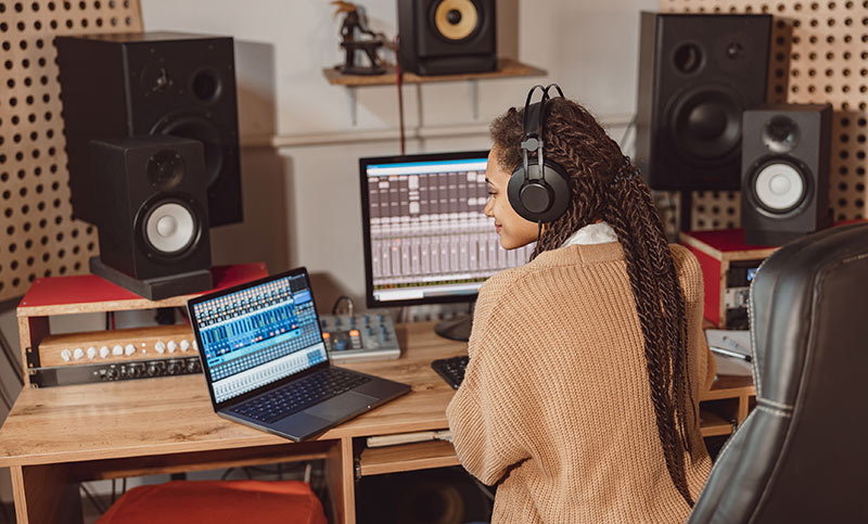 female producer in studio