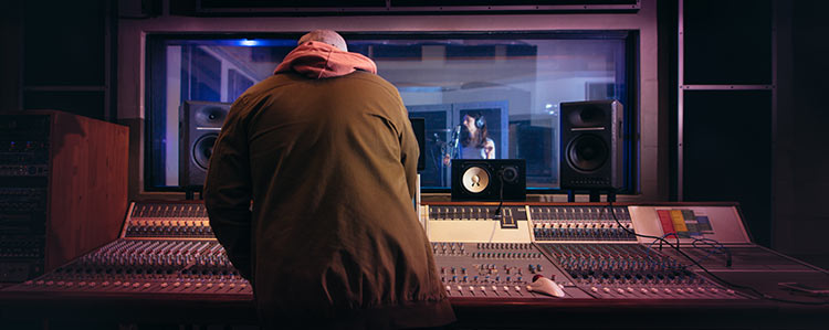 Student Music Producer at desk