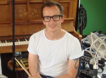 Luke Bullen sat at a drum-kit